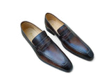 Carrucci Shoes Signature Leather Penny Loafer in Chestnut