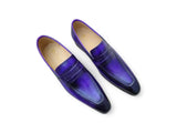 Carrucci Shoes Signature Leather Penny Loafer in Purple
