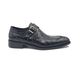 Carrucci Shoes Single Monk Buckle Split Toe Loafer in Black