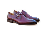 Carrucci Shoes Single Monk Strap Plain Toe Shoes in Burgundy