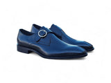 Carrucci Shoes Single Monk Strap Plain Toe Shoes in Black