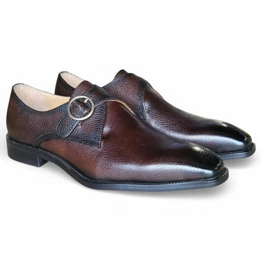 Carrucci Shoes Single Monk Strap Plain Toe Shoes in Chestnut