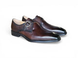Carrucci Shoes Single Monk Strap Plain Toe Shoes in Chestnut
