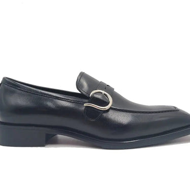 Carrucci Shoes Single Monk Strap Modern Buckle Dress Shoe in Black