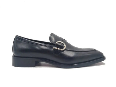 Carrucci Shoes Single Monk Strap Modern Buckle Dress Shoe in Black