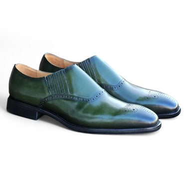 Carrucci Shoes Medallion Slip-On Dress Loafer in Olive