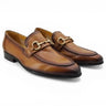 Carrucci Shoes Gold Horse Bit Soft Calf Leather Loafer in Cognac #color_ Cognac
