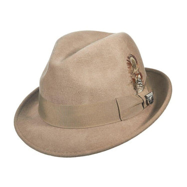 Stacy Adams Chelsea Wool Felt Fedora in Taupe #color_ Taupe