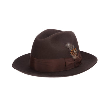 Stacy Adams Cleveland Wool Felt Fedora in Chocolate #color_ Chocolate