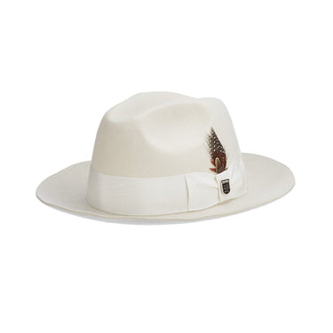 Stacy Adams Cleveland Wool Felt Fedora in Ivory #color_ Ivory