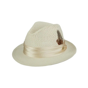 Stacy Adams Dublin Vented Poly Braid Fedora in Beige
