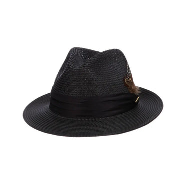 Stacy Adams Dublin Vented Poly Braid Fedora in Black #color_ Black