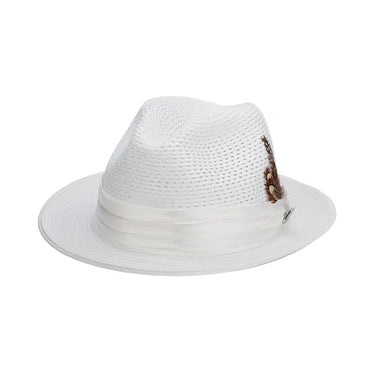 Stacy Adams Dublin Vented Poly Braid Fedora in White #color_ White
