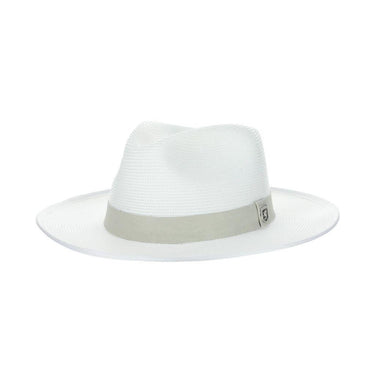 Stacy Adams Max Braided Straw Fedora in White #color_ White