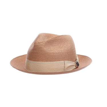 Stacy Adams Moore Summer Straw Fedora in Taupe