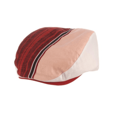 Stacy Adams Oakland Linen Flat Cap in Red #color_ Red