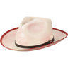 Stacy Adams Ritz Toyo Wide Brim Fedora in Natural / Red #color_ Natural / Red