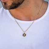 Star Of David Pendant - 14K Gold Onyx