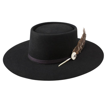 Stetson Batterson Wide Brim Wool Felt Hat in Black #color_ Black