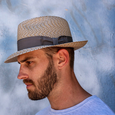 Stetson Emin Two-Tone Milan Straw Fedora in #color_