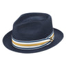 Stetson Luciano Hemp Braided Straw Fedora in Navy #color_ Navy
