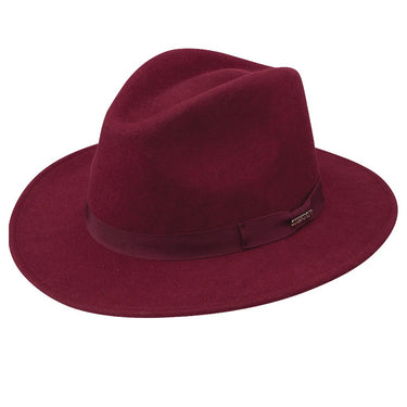 Stetson Markham Pinch Front Wool Felt Fedora in Burgundy