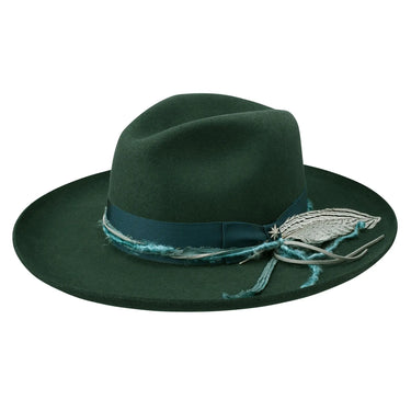 Stetson Oceanus Wool Firm Felt Wide Brim Fedora in Hunter Green