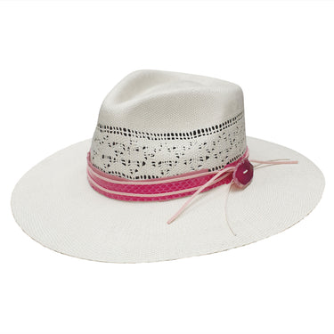 Stetson Sedona Straw Wide Brim Western Hat in Pink #color_ Pink