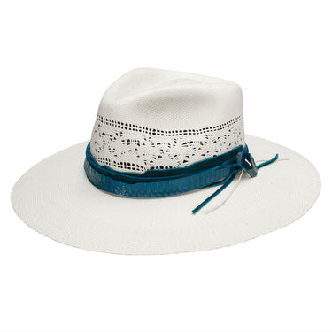Stetson Sedona Straw Wide Brim Western Hat in Turquoise #color_ Turquoise