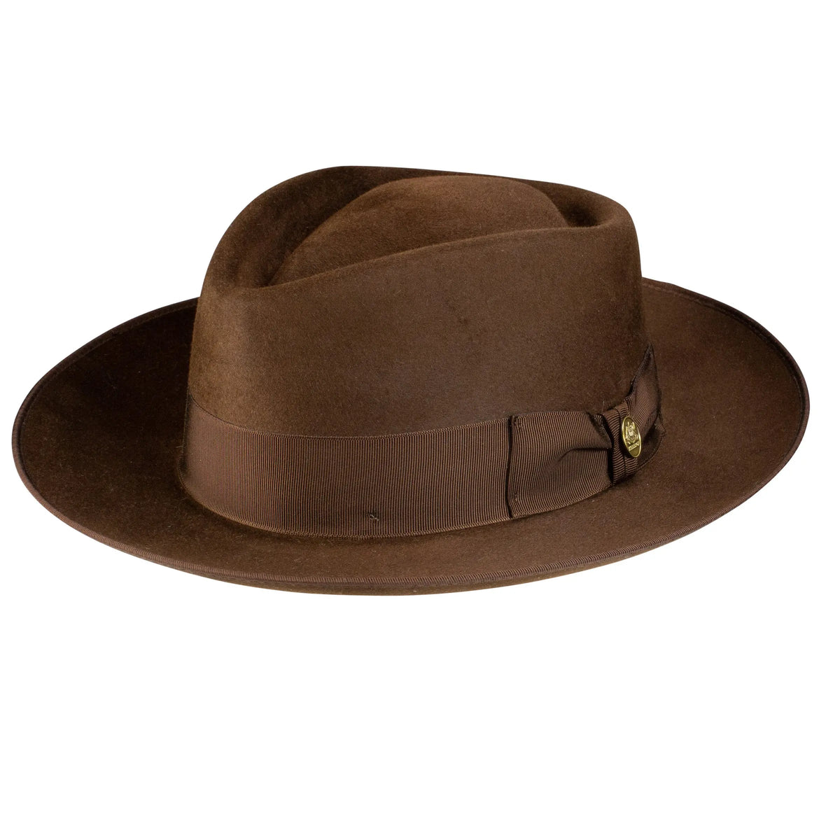 Stetson Dark Brown Fedora with Cream Lining Whippet Fur Felt Fedora Hat – Village Hat Shop main image 3