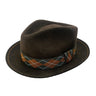 Stetson Tartan in Chocolate Center Dent Wool Fedora in Chocolate #color_ Chocolate