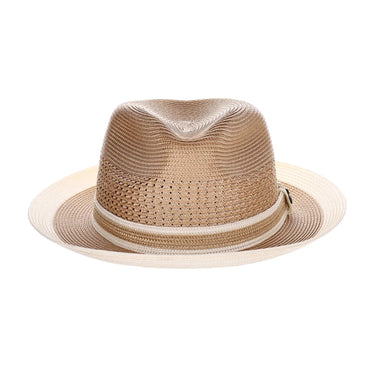 Steven Land Adrian Vented Pinch Front Polybraid Straw Fedora in