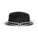 Steven Land Adrian Vented Pinch Front Polybraid Straw Fedora