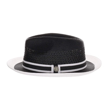 Steven Land Adrian Vented Pinch Front Polybraid Straw Fedora in #color_