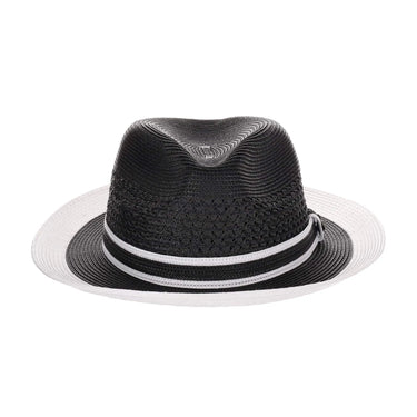 Steven Land Adrian Vented Pinch Front Polybraid Straw Fedora