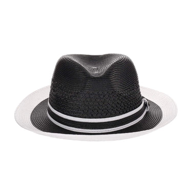 Steven Land Adrian Vented Pinch Front Polybraid Straw Fedora in
