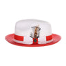 Steven Land Elliott Pinch Front Natural Straw Fedora in White / Red #color_ White / Red