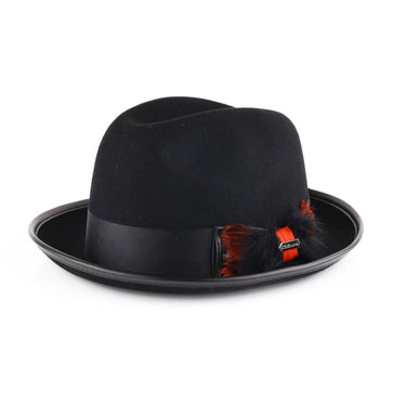 Steven Land Octavius Wool Fedora in Black Red