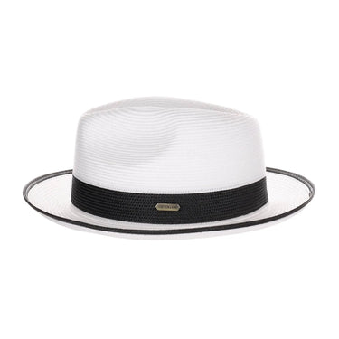 Steven Land Parker Pinch Front Polybraid Straw Fedora in #color_