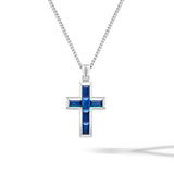 Gemstone Cross Pendant - Sapphire