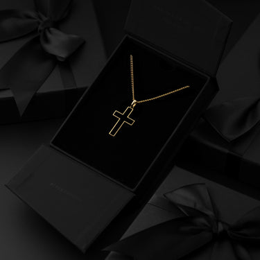 Stone Cross (Large) - 14K Gold Onyx
