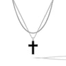 Stone Cross Pendant - Sterling Silver Set in #color_