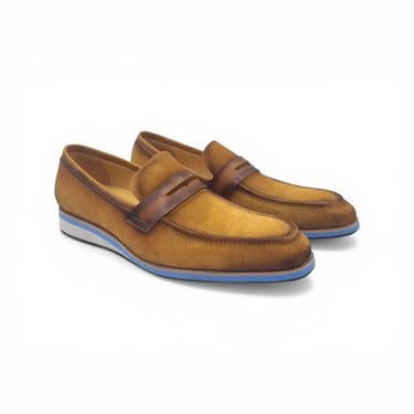 Carrucci Shoes Stylish Suede Penny Loafer in Cognac