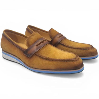 Carrucci Shoes Stylish Suede Penny Loafer in Cognac