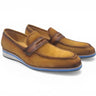 Carrucci Shoes Stylish Suede Penny Loafer in Cognac #color_ Cognac
