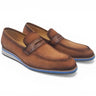 Carrucci Shoes Stylish Suede Penny Loafer in Brown #color_ Brown