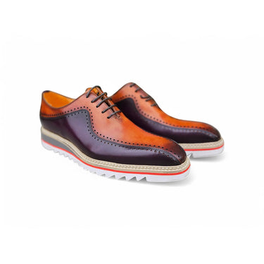 Carrucci Shoes Two-Tone Brogue Oxford Dress Shoe in Purple Cognac