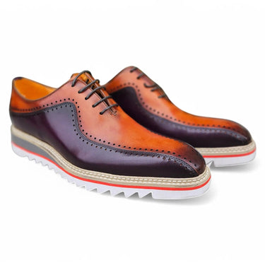Carrucci Shoes Two-Tone Brogue Oxford Dress Shoe in Purple Cognac