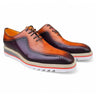 Carrucci Shoes Two-Tone Brogue Oxford Dress Shoe in Purple Cognac