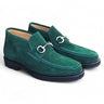 Carrucci Shoes Suede Ankle Boot with Horsebit in Olive